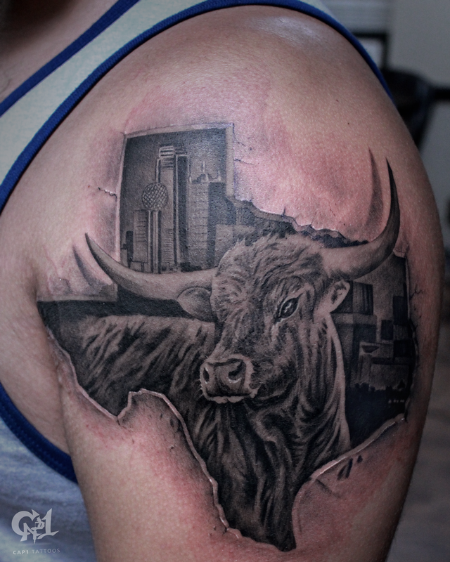 Dark Age Tattoo Studio Tattoos Custom Texas Longhorn Tattoo