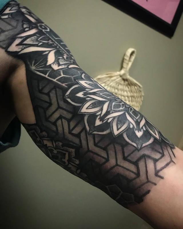 Underarm view of a finished half sleeve by Christina