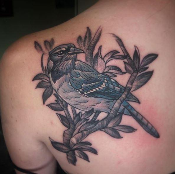 Painted Temple Tattoos Color Al Perez Blue Jay