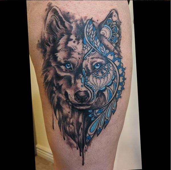 girly wolf tattoo