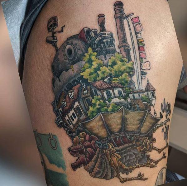 Painted Temple : Tattoos : Original Art : Bonnie Seeley Fishing