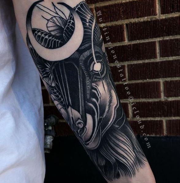Dark Neo Traditional Ram Tattoo by Rick Mcgrath : Tattoos