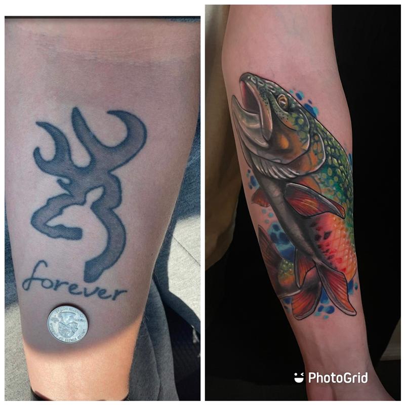 Painted Temple : Tattoos : Coverup : Justin Hammontree Fish Coverup