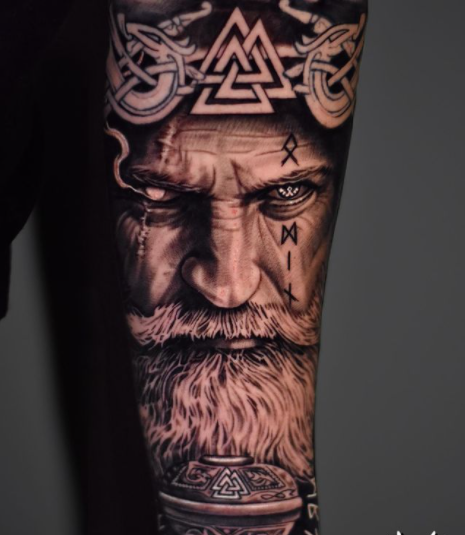 Painted Temple : Tattoos : Half-Sleeve : Matt Morrison Viking God