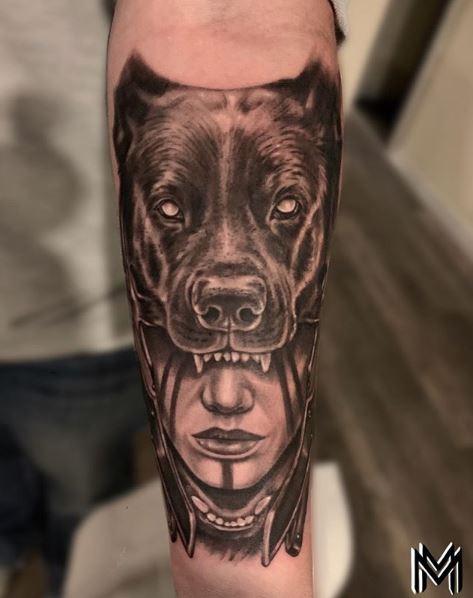 dog head tattoo