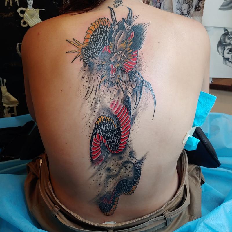 traditional japanese dragon back tattoo
