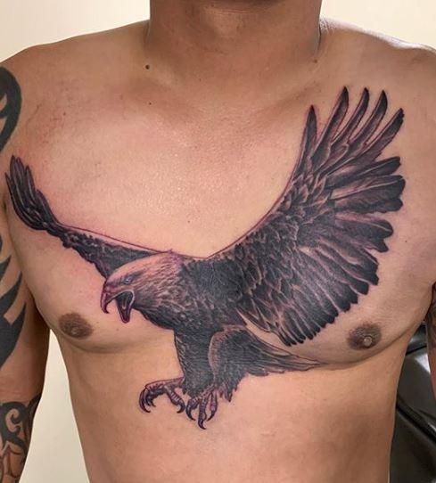 realistic flying eagle tattoo