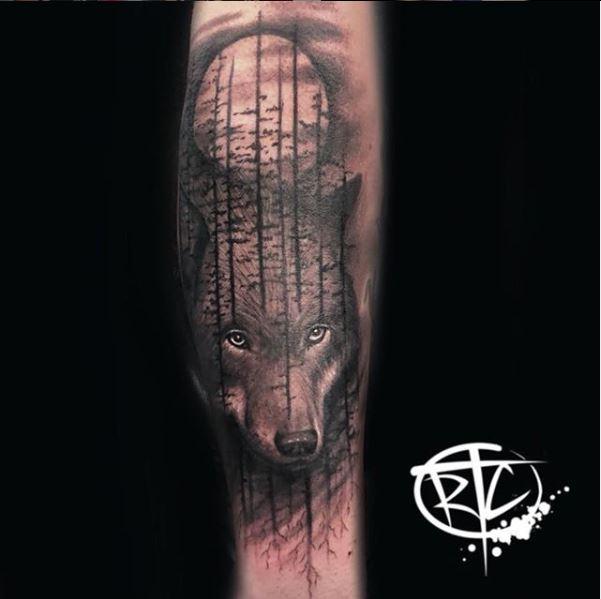 Wolf in Trees by Ryan Cumberledge : Tattoos