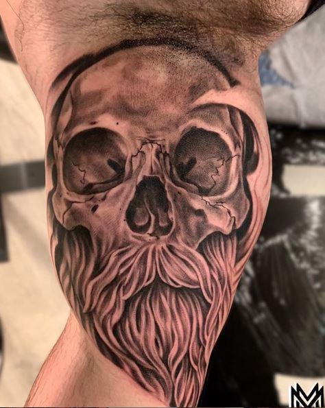 Painted Temple : Tattoos : Skull : Matt Morrison bearded skull
