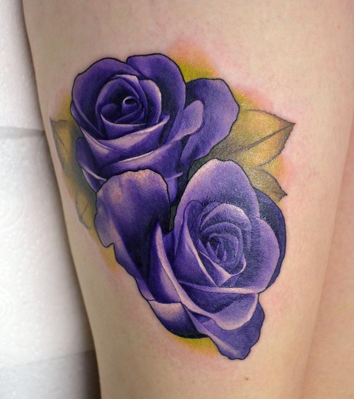 Realistic Purple Roses by Alan Aldred : Tattoos