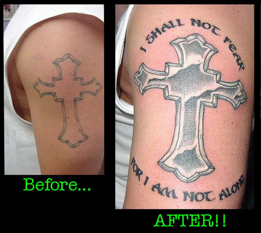 Chrome Cross Rework by Howard Bell (PORTLAND) Tattoos