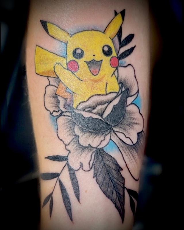 Art Immortal Tattoo : Tattoos : Small : Pikachiu flower fusion