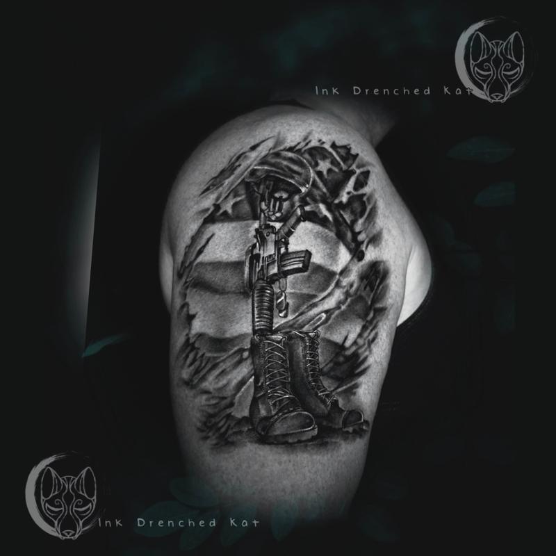 Art Immortal Tattoo : Tattoos : Black and Gray : Soldiers cross