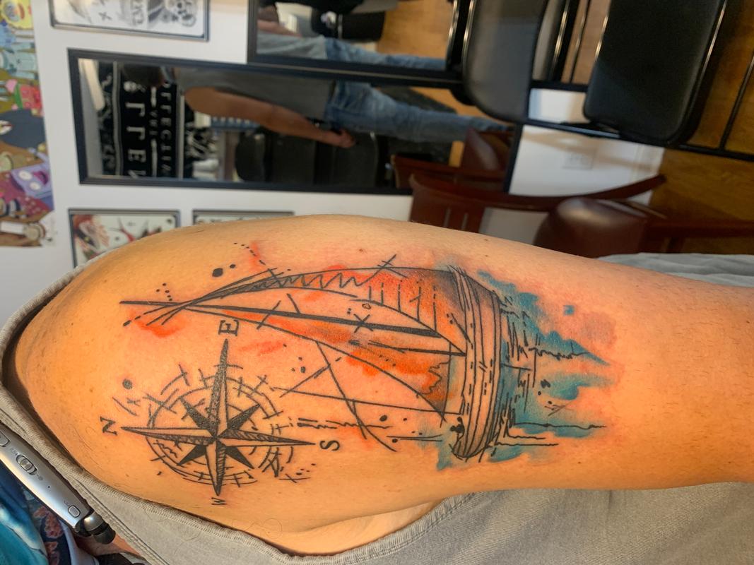 Watercolor sailboat by bubba underwood (PORTLAND) Tattoos