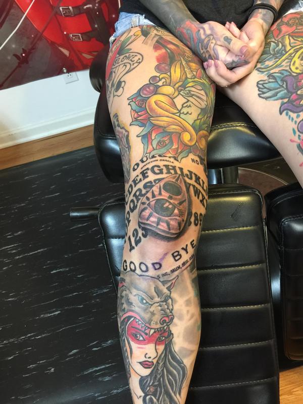 Art Immortal Tattoo : Tattoos : Blackwork : Ouija board knee