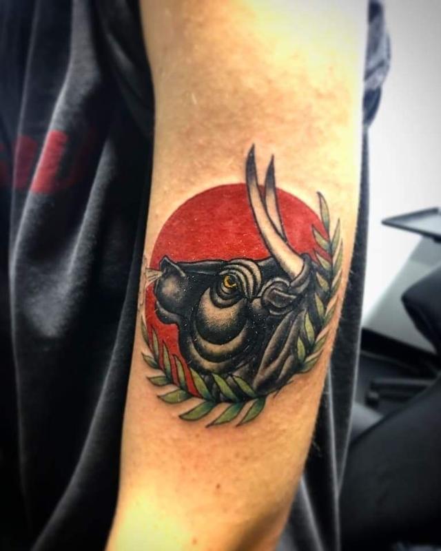 Art Immortal Tattoo : Tattoos : Zodiac symbol tattoos : Traiditional bull  tattoo