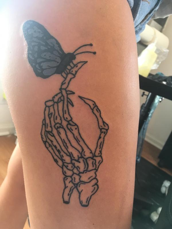 Art Immortal Tattoo Tattoos Blackwork Skeleton hand butterfly