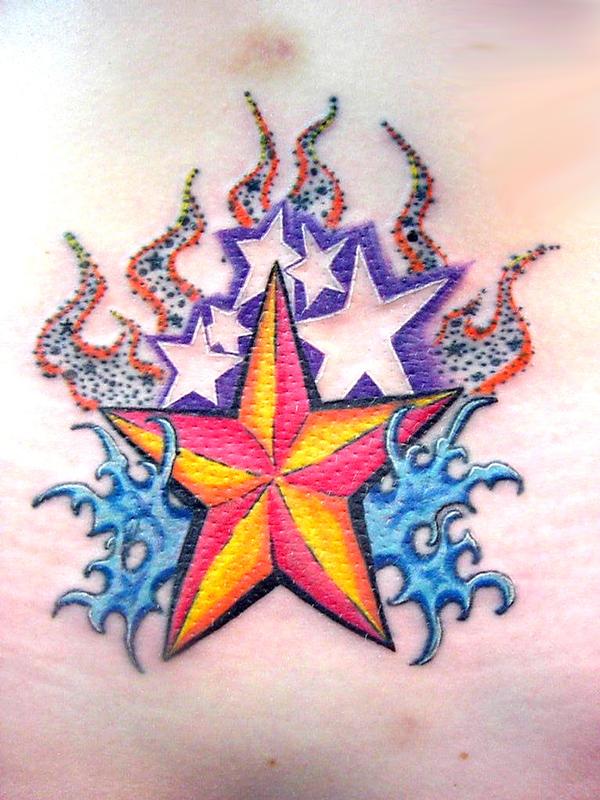Art Immortal Tattoo : Tattoos : Example : Stars, Flames, and Waves