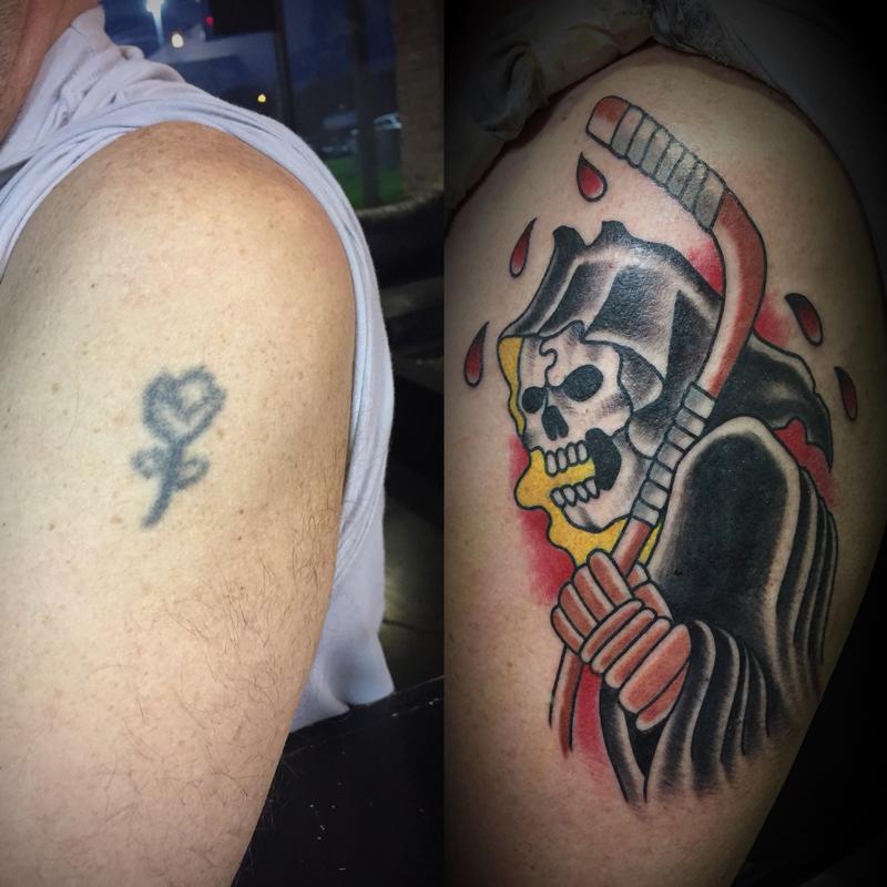 Cover up Traditional reaper by Dylan Talbert Davenport : Tattoos
