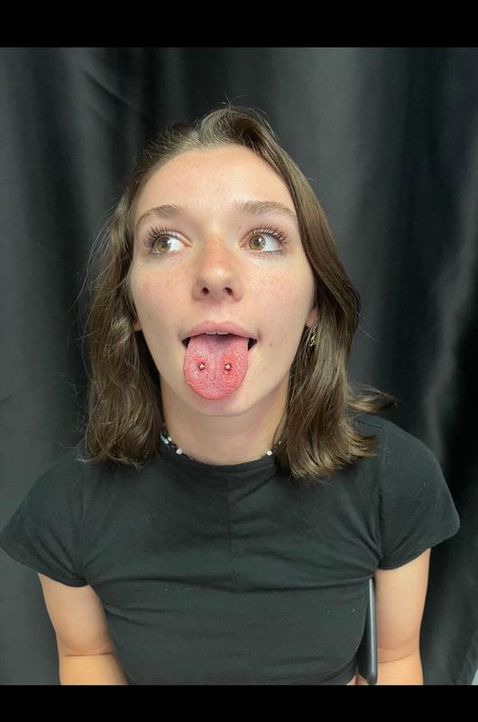Surface discount tongue piercing