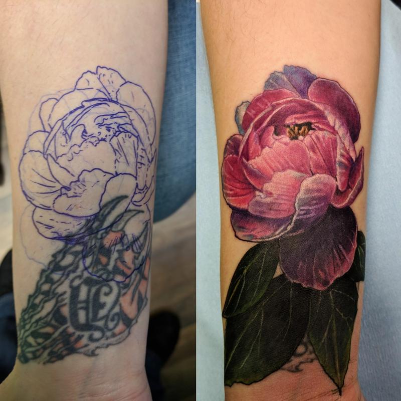 Art Immortal Tattoo Tattoos Jeff Hamm Cover up flowe
