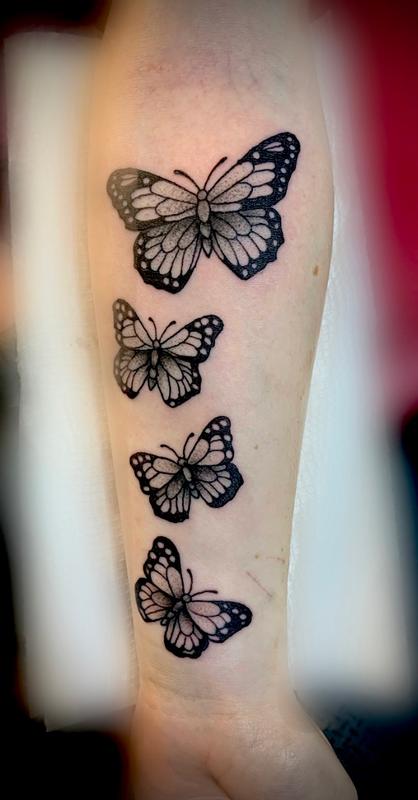 Art Immortal Tattoo : Tattoos : Small : Butterflies dotwork