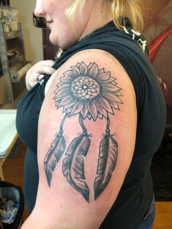 Dream catcher sunflower by Jaisy Ayers Tattoos
