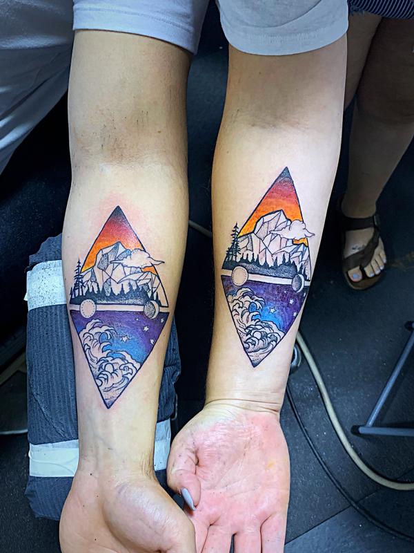 Art Immortal Tattoo : Tattoos : Color : Waves and mountains
