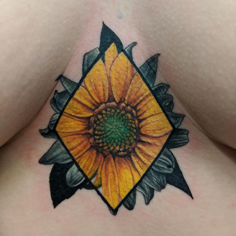 Art Immortal Tattoo : Tattoos : Body Part Chest Tattoos for Women :  Sunflower