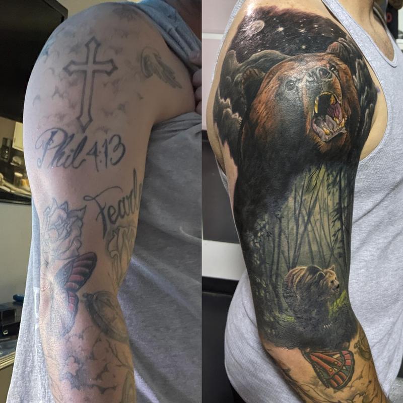 Art Immortal Tattoo : Tattoos : Body Part Arm Sleeve : Cover up tattoo