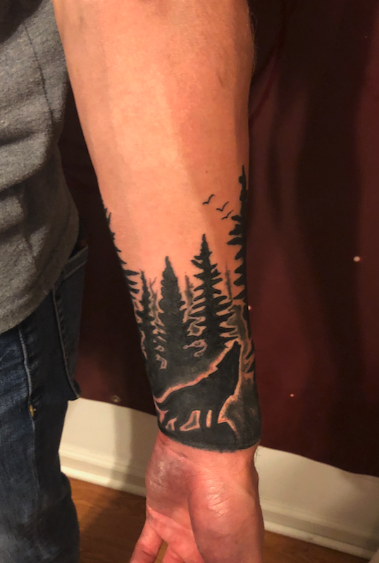 Art Immortal Tattoo : Tattoos : Blackwork : wolf and trees Art Immortal Tattoo : Tattoos : Blackwork : wolf and trees