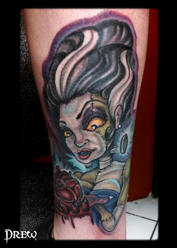 Drew Siciliano : Tattoos : Color : Bride of Frankenstein