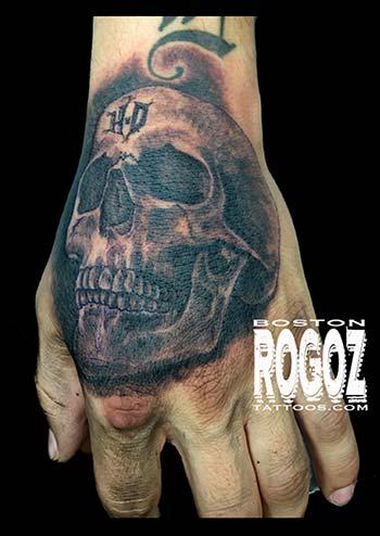Boston Rogoz Tattoo : Tattoos : Body Part Hand : HD hand skull tattoo