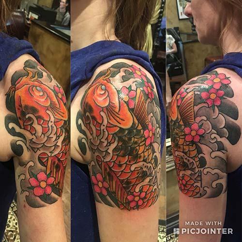 Koi quarter sleeve by Boston Rogoz : Tattoos