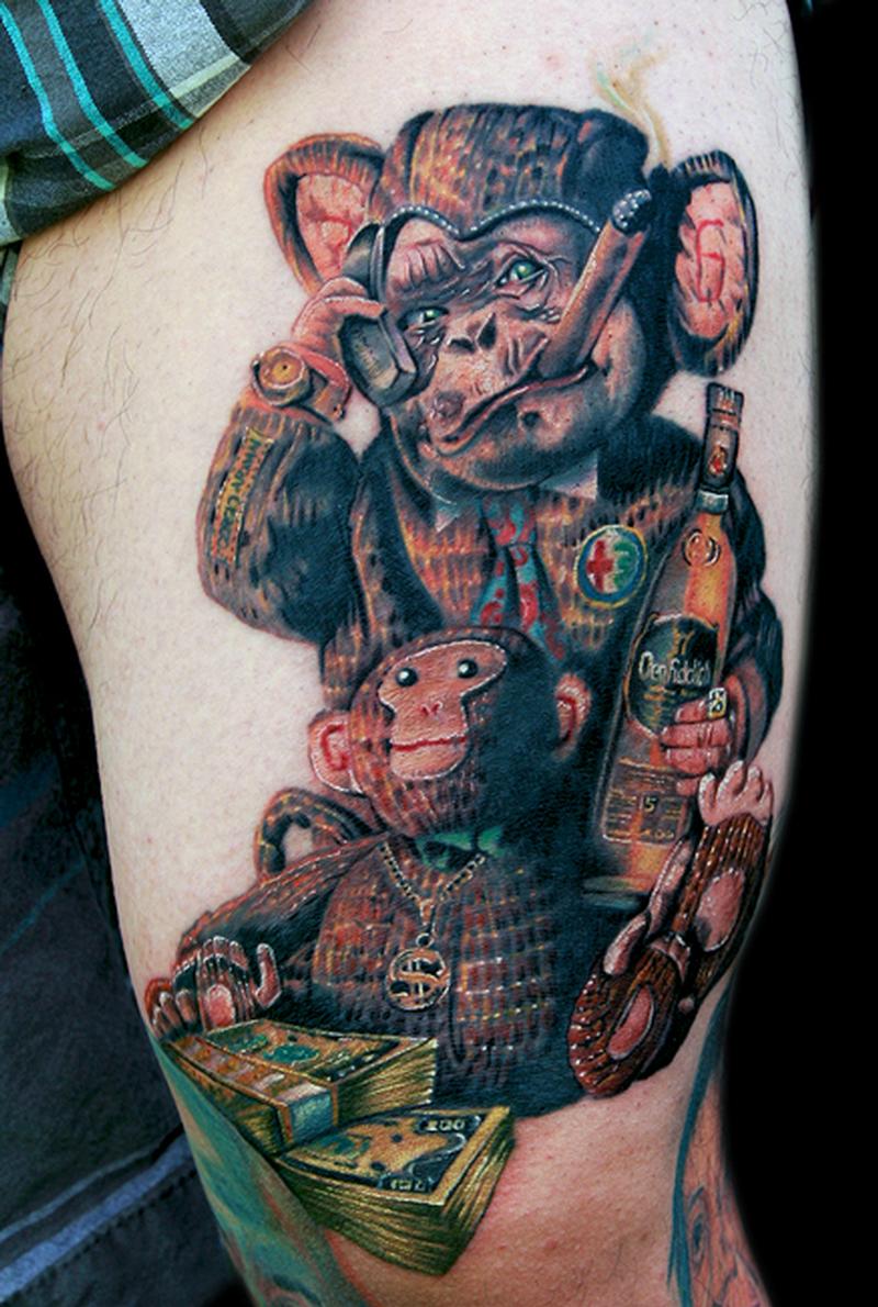 Weird monkey tattoo by Cecil Porter : Tattoos