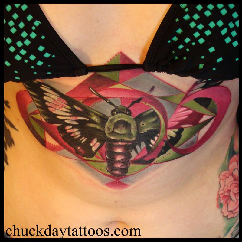 Clearwing Sphinx Moth by Chuck Day Tattoos