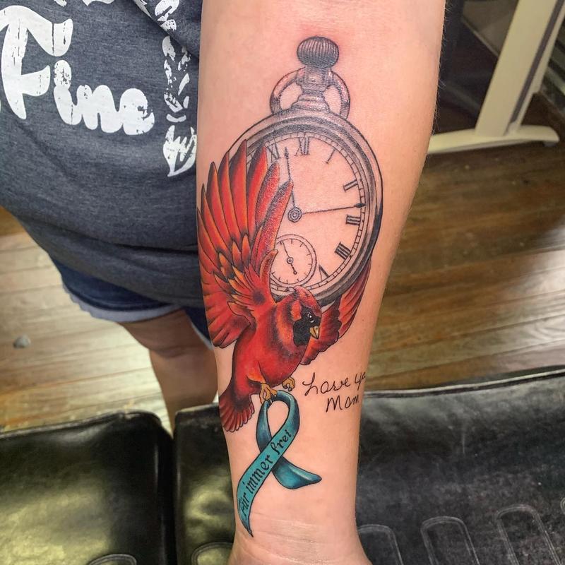 Cardinal Memorial Piece by Scotty Parker Tattoos