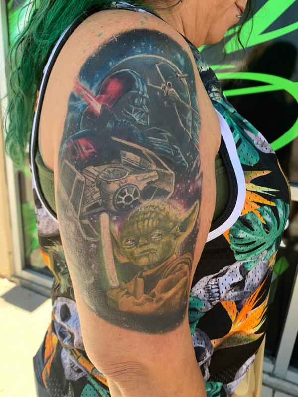 Daddy Jacks Body Art Studio : Tattoos : Portrait : Star Wars half sleeve