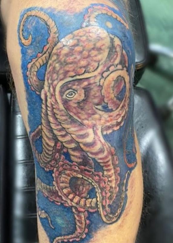 Daddy Jacks Body Art Studio : Tattoos : Body Part Leg Sleeve : Octopus