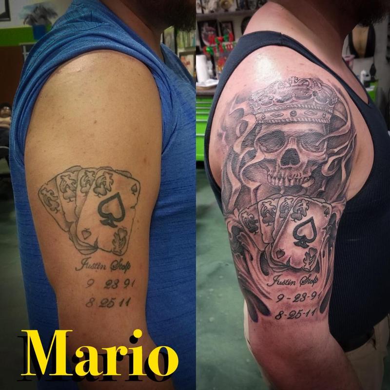 Daddy Jacks Body Art Studio : Tattoos : Mario Padilla : Ace of Spades/ Skull