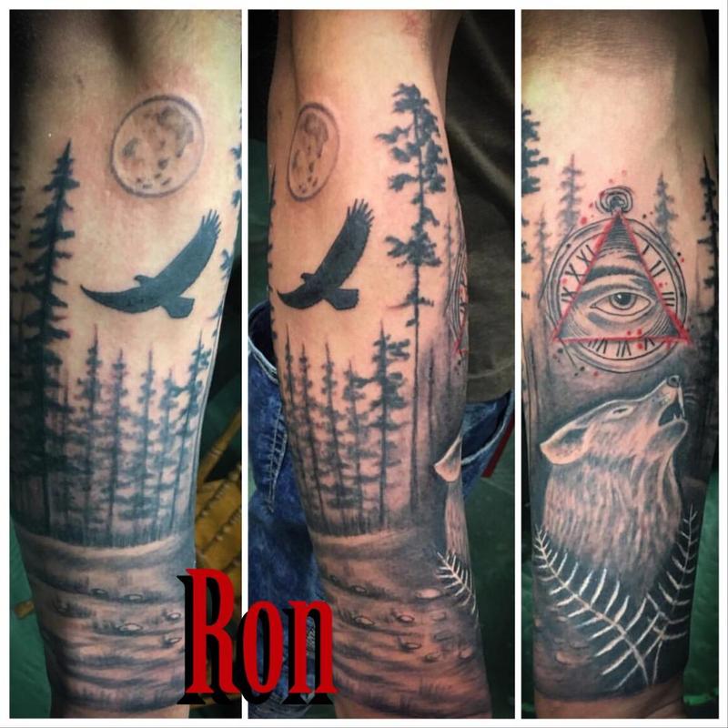 Wolf and All Seeing Eye by Ron Goulet : Tattoos