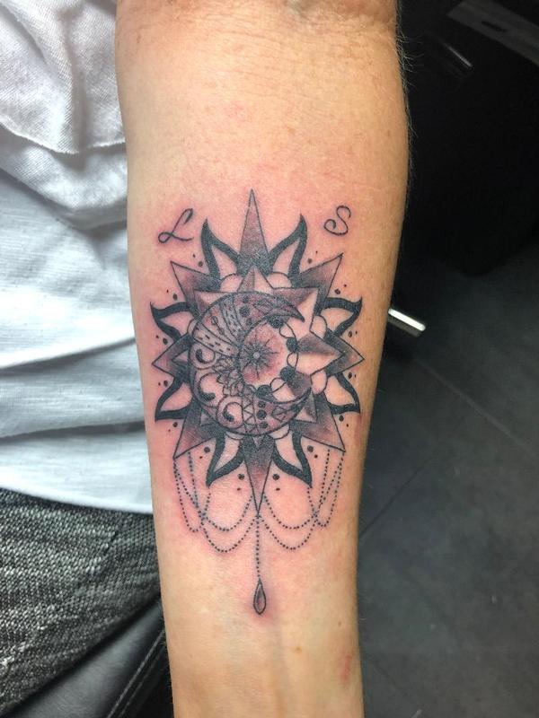 Ornamental Sun and Moon by Daddy Jack Tattoos