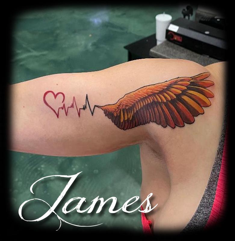 heartbeat that turns into a wing by James Templin : Tattoos