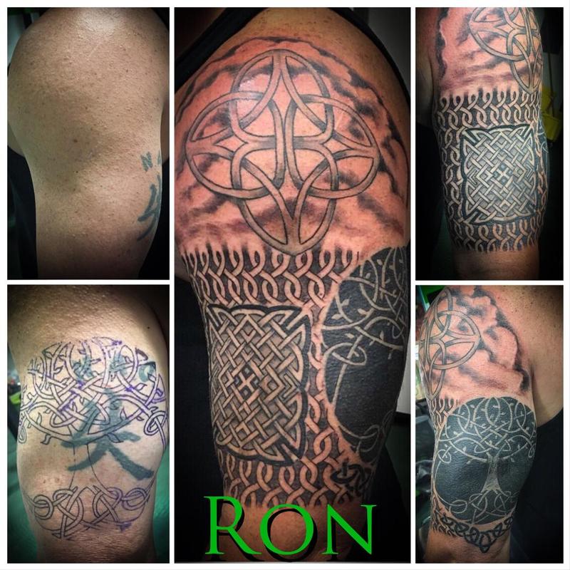 Celtic Half Sleeve/ Cover Up by Ron Goulet Tattoos