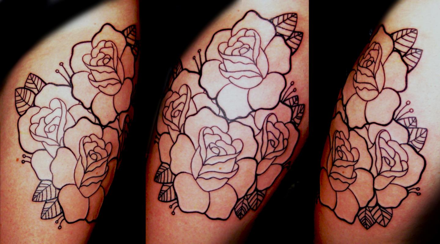 Deft Tattoo Studio : Tattoos : Joshua Nordstrom : Roses line work tattoo