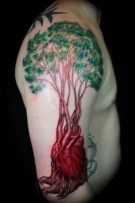 Ryan El Dugi Lewis : Tattoos : Color : Anatomical Heart Tree of Life