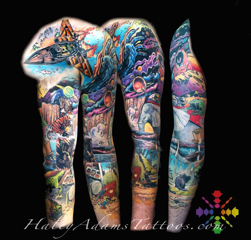 Haley Adams Tattoo : Tattoos : Collaborative : Calvin and Hobbes sleeve