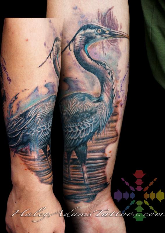 great blue heron by Haley Adams Tattoos
