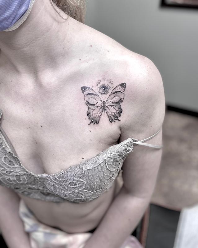 Identity Tattoo : Tattoos : Small : third eye butterfly
