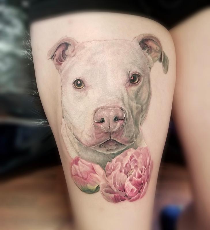pitbull portrait tattoo by haylo by haylo tattoos